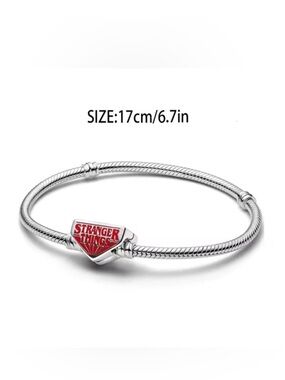 Pandora Silver Bracelet with Red 'Stranger Things' Logo Charm